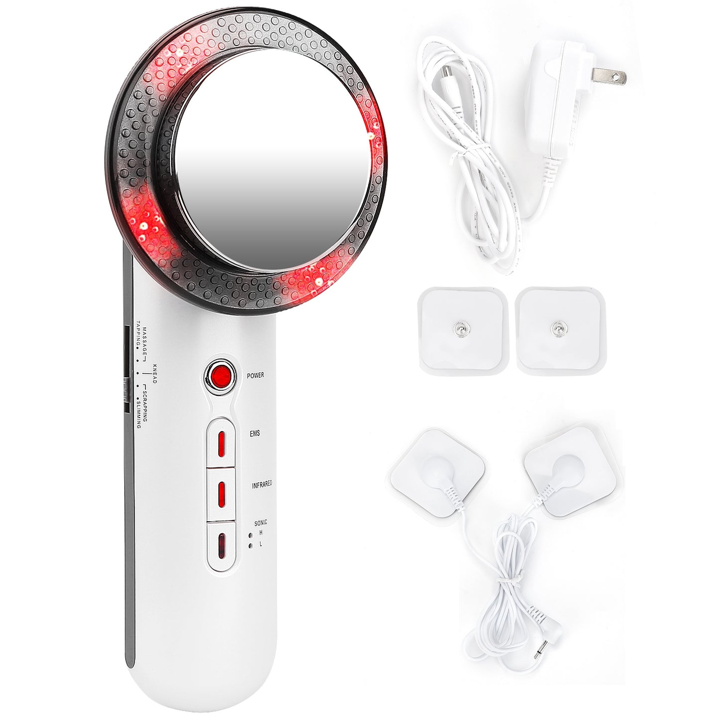 Ultrasonic Body Shaping Machine 3 in 1 Multifunctional EMS Infrared Massager Fat Remover For Belly Waist Leg Arm Skincare - White -