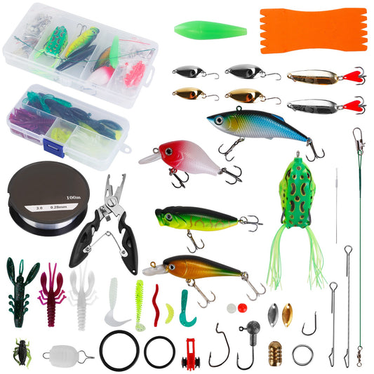 383Pcs Fishing Lures Tackle Box Bass Fishing Animated Lure Crankbaits Spinnerbaits Soft Plastic Worm Saltwater Freshwater Fishing Kit - Multi -