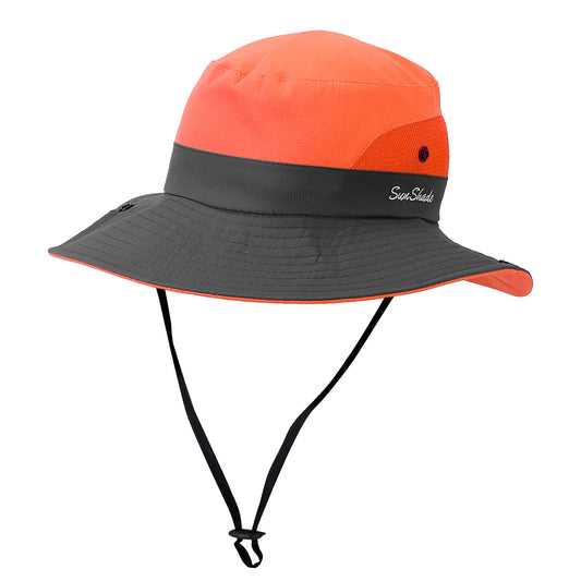 Women Summer Sun Bucket Hats Foldable UV Protection Cotton Cap Wide Brim Floppy Cap Packable Ponytail Mesh Travel Hat For Beach Fishing Camping Travel - Orange -