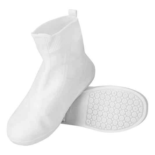 Waterproof Shoe Covers Reusable Not-Slip Rain Shoe Covers Protectors Foldable TPE Rubber Shoe Protectors For Men Women Kids - White - XL