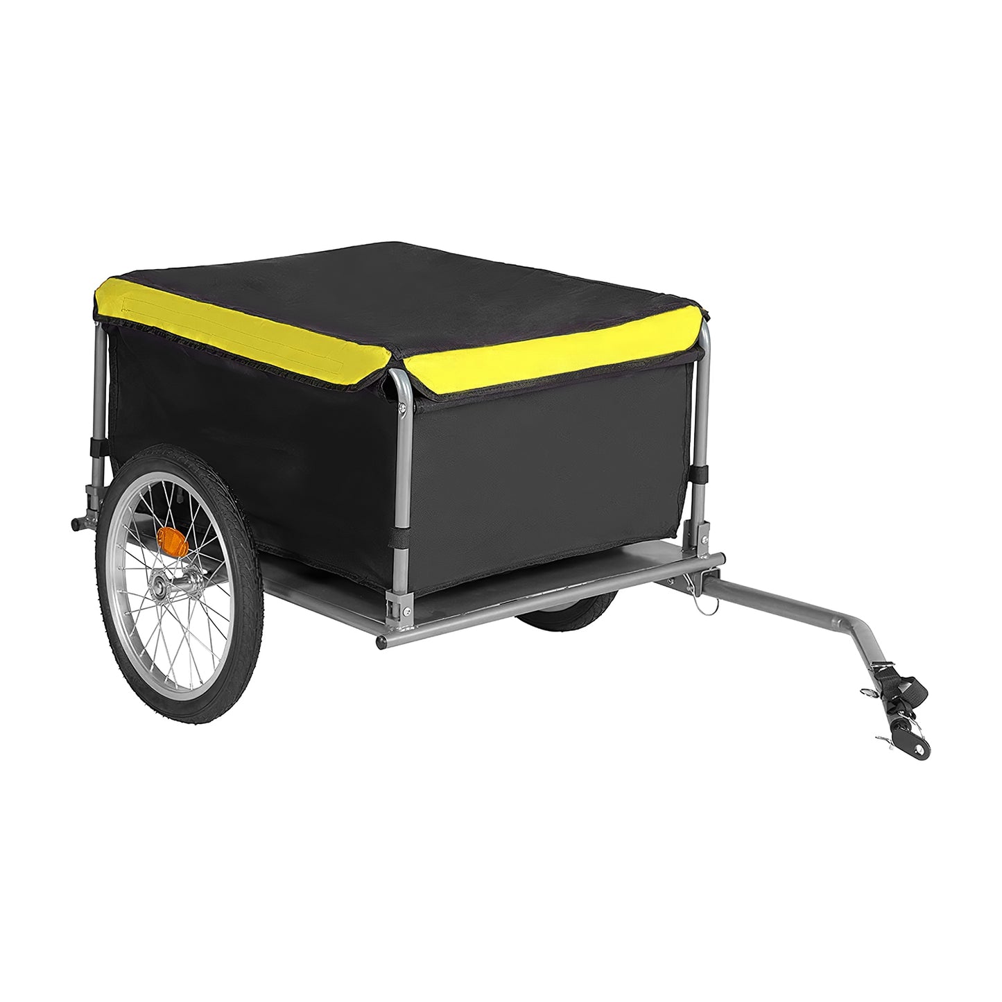 Foldable Bicycle Cargo Wagon Trailer Two-Wheel Bike Cargo Trailer with 15.8In Wheel Removable Cover 176LBS Weight Capacity - Black -