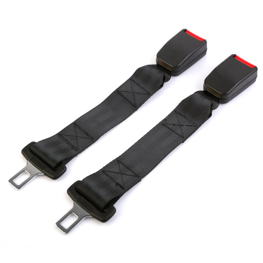 2Pcs Car Seat Belt Extender 14.37in Buckle Tongue Webbing Extension Safety Belt Auto Belt Clip Lengthening - Black -