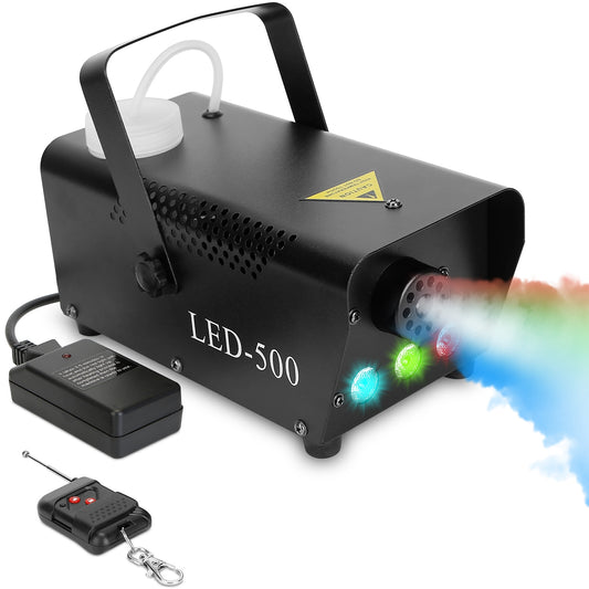 400W Fog Machine RGB LED Party Club DJ Fogger Rapid Heating Remote Control Wedding Stage Smoke Machine - Black -