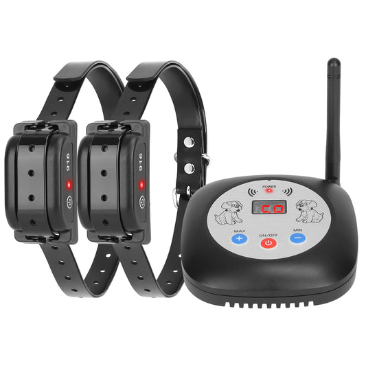 328FT Electric Wireless Dog Fence System With GPS Location Monitor Collar Receiver Rechargeable Beep Vibration Fence System for Small Medium Large Dog - Black - 2 pack