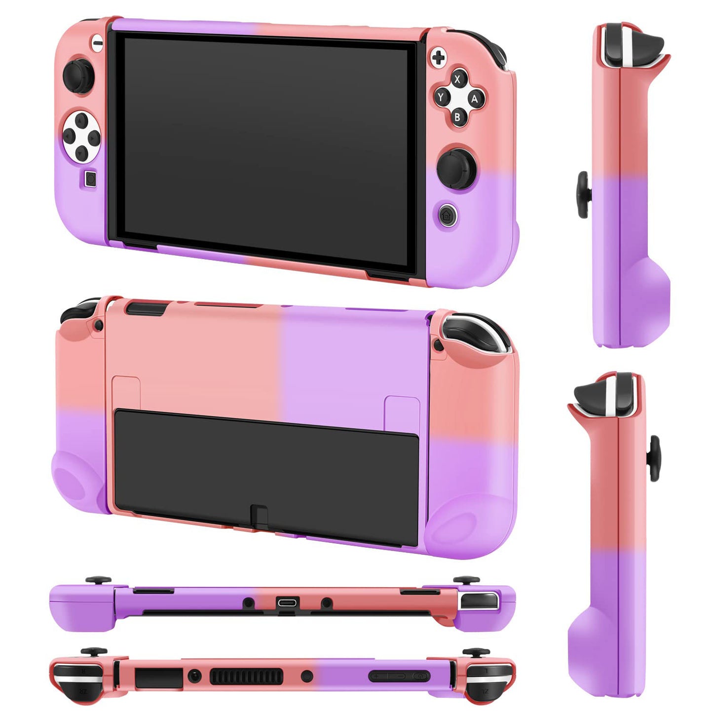 Protective Shell Cover Hard Dockable Case Fit For Nintendo Switch OLED Joy Con Shell - Pink Purple -