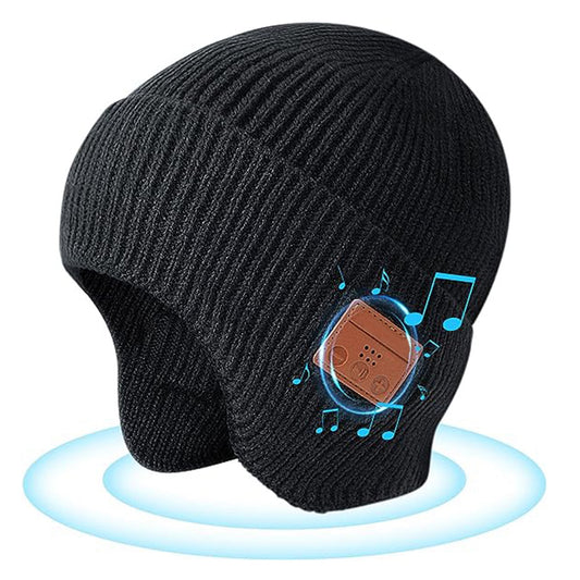 Wireless V5.0 Beanie Hat with Headphones Winter Stylish USB Rechargeable Music Beanie Headset Gift for Music Lovers Men Women Machine Washable - Black -