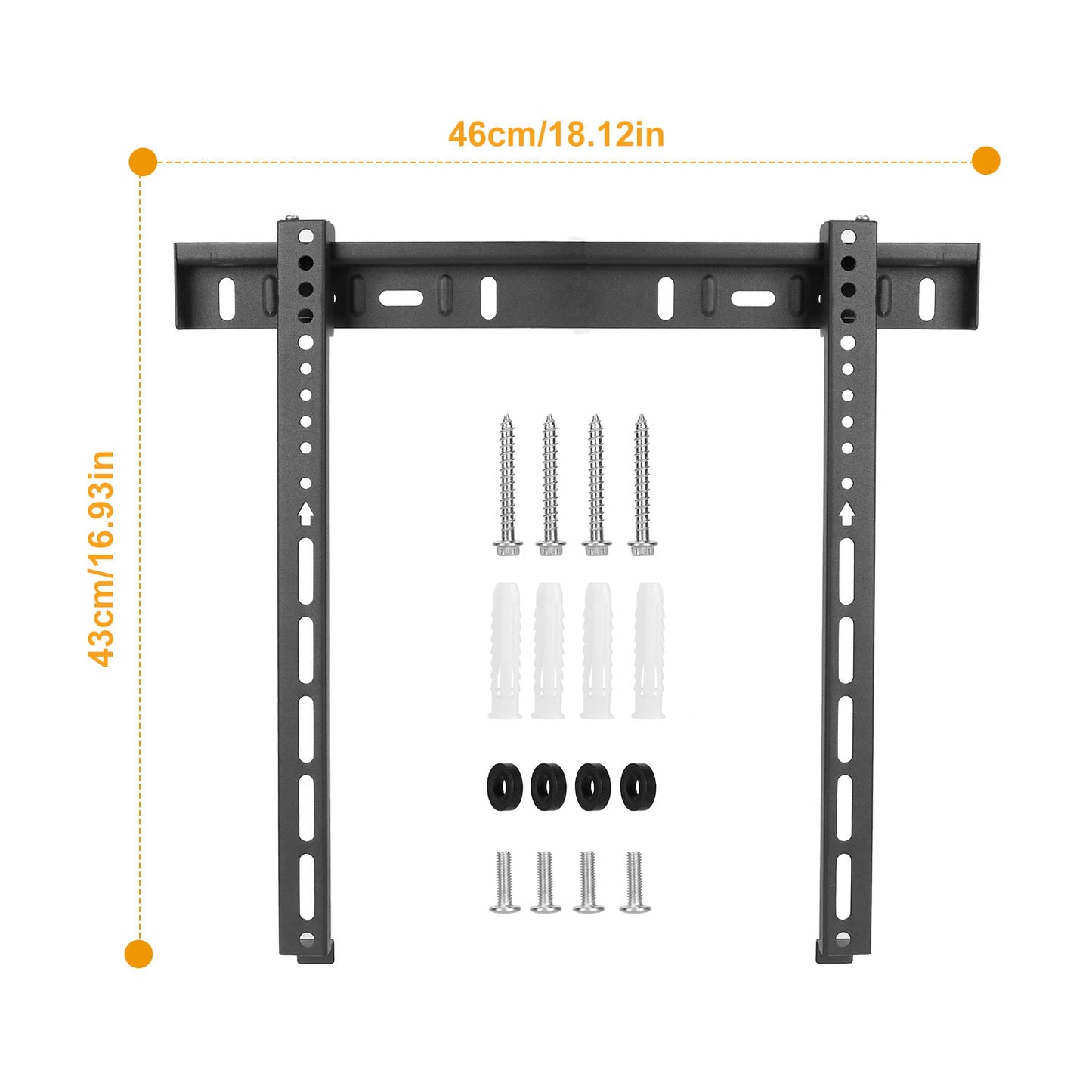 TV Wall Mount TV Wall Holder Bracket Support 32-65 inch Flat TV Max Hole Distance 400x400mm Hold Up To 30kg/66.14lbs - Black -