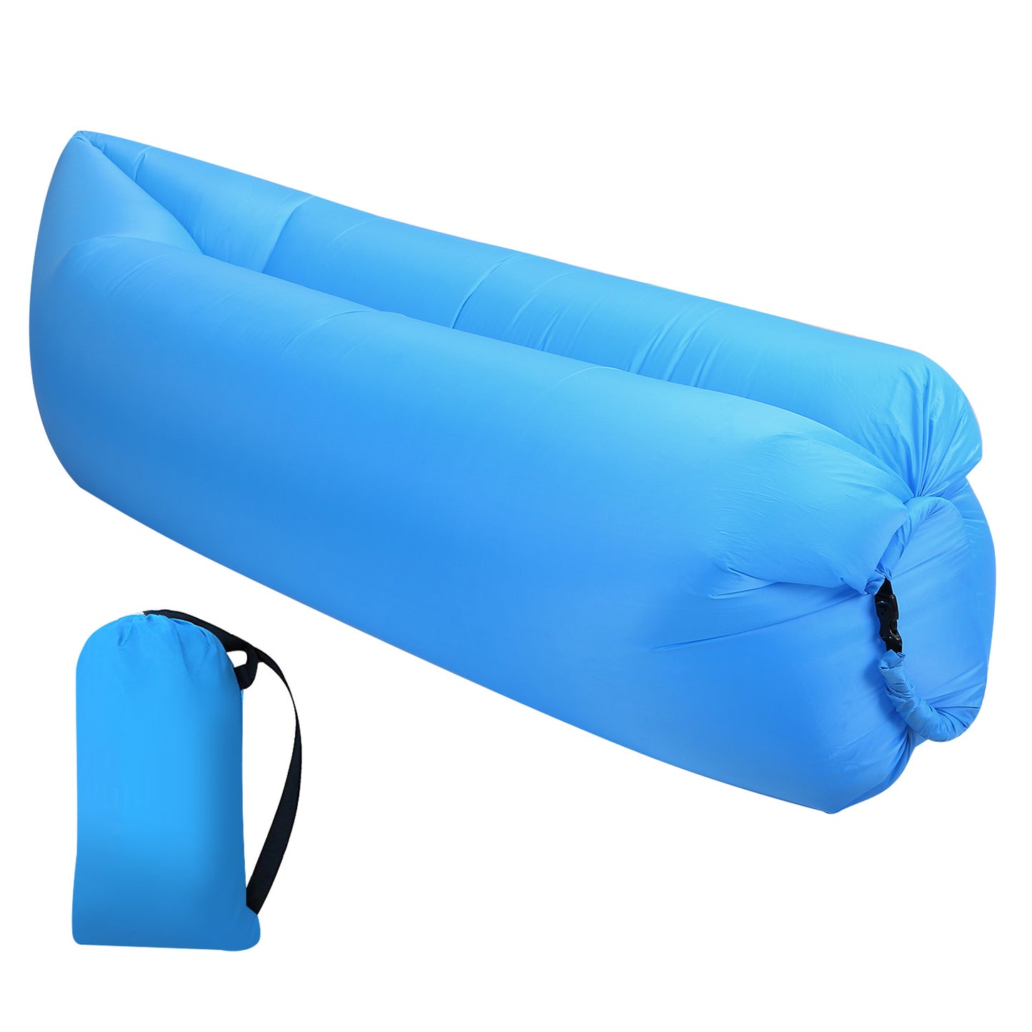 Inflatable Lounger Air Sofa Lazy Bed Sofa w/ Portable Organizing Bag Water-Resistant Anti-Leaking for Backyard Lakeside Beach Traveling Camping Picnic - Sky Blue -