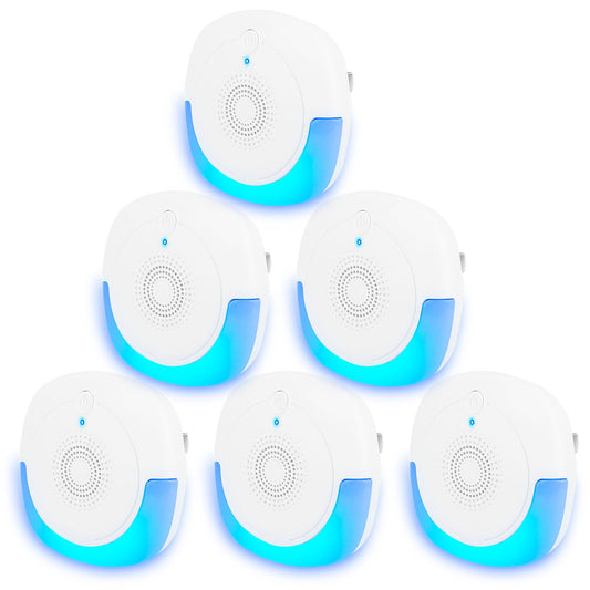 6 Packs Ultrasonic Pest Repellers Plug-In Indoor Pest Control Mouse Repellent Chaser Deterrent for Home Kitchen Office Warehouse Hotel - White -