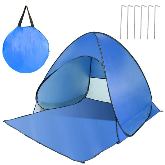 Pop Up Beach Tent Sun Shade Shelter Anti-UV Automatic Waterproof Tent Canopy for 2/3 Man w/ Net Window Storage Bag for Outdoor Beach Camping Fishing P - Blue -