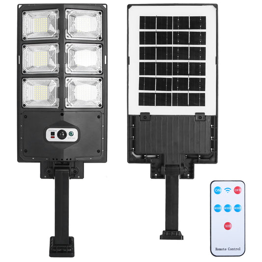 Solar Powered Wall Light 252 LED Beads PIR Motion Sensor Lamp Outdoor IP65 Waterproof with Remote Control for Garage Front Door Garden Pathway - Black -