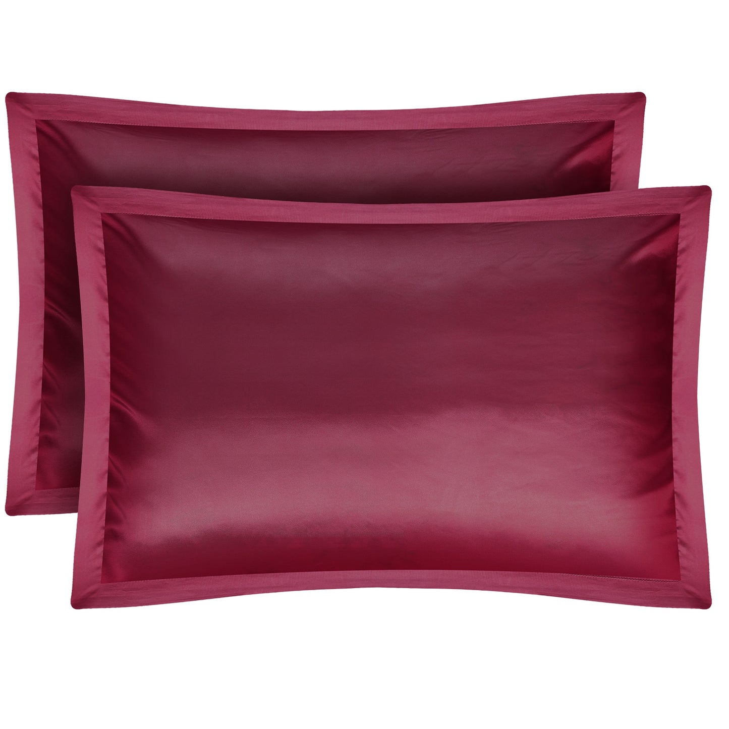 2 Pack Soft Silky Satin Pillow Case Hypoallergenic Breathable Bed Pillow Cover Queen Size Pillowcase Great for Hair Skin - Burgundy -