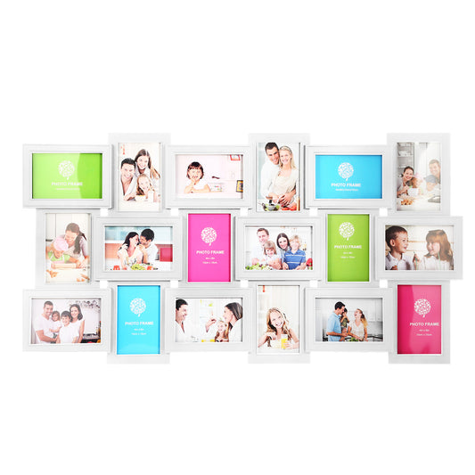 12/18 Pictures Frames Collage for Photos in 4" x 6" Glass Protection Display Wall Mounting Gallery Home Decor Kit - White -