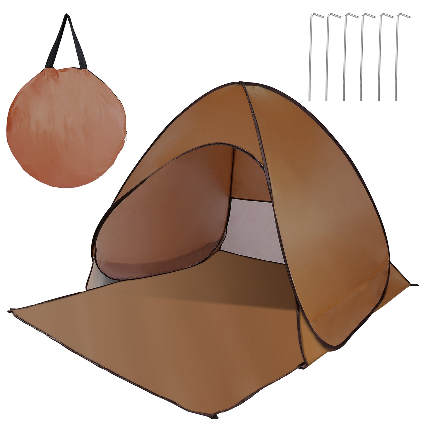 Pop Up Beach Tent Sun Shade Shelter Anti-UV Automatic Waterproof Tent Canopy for 2/3 Man w/ Net Window Storage Bag for Outdoor Beach Camping Fishing P - Coffee -