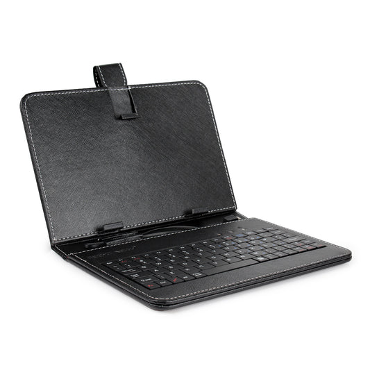 7.9in Protective Keyboard Case w/ Keyboard PU Leather Back Stand Tablet Cover via USB 2.0 Cable - Black -