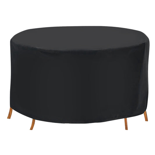 73x43in Circular Table Cover 4-Seat UV Water Resistant Outdoor Furniture Protector For Small Round Table Chairs Set - Black - 4-Seat