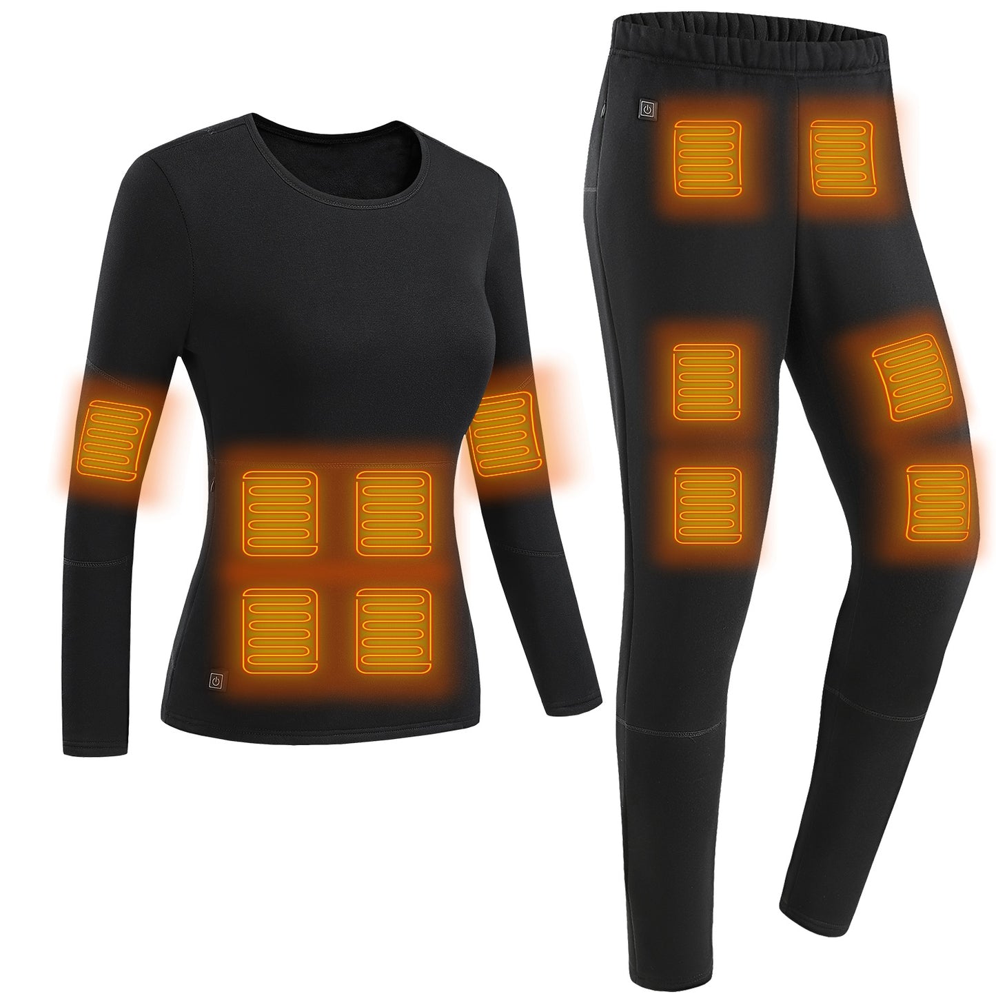 Heated Underwear Set Thermal Long Shirt Pants Electric Heating Long Johns Heated Top Pants Set with 28 Heating Zones 3 Heating Modes - Black - XL