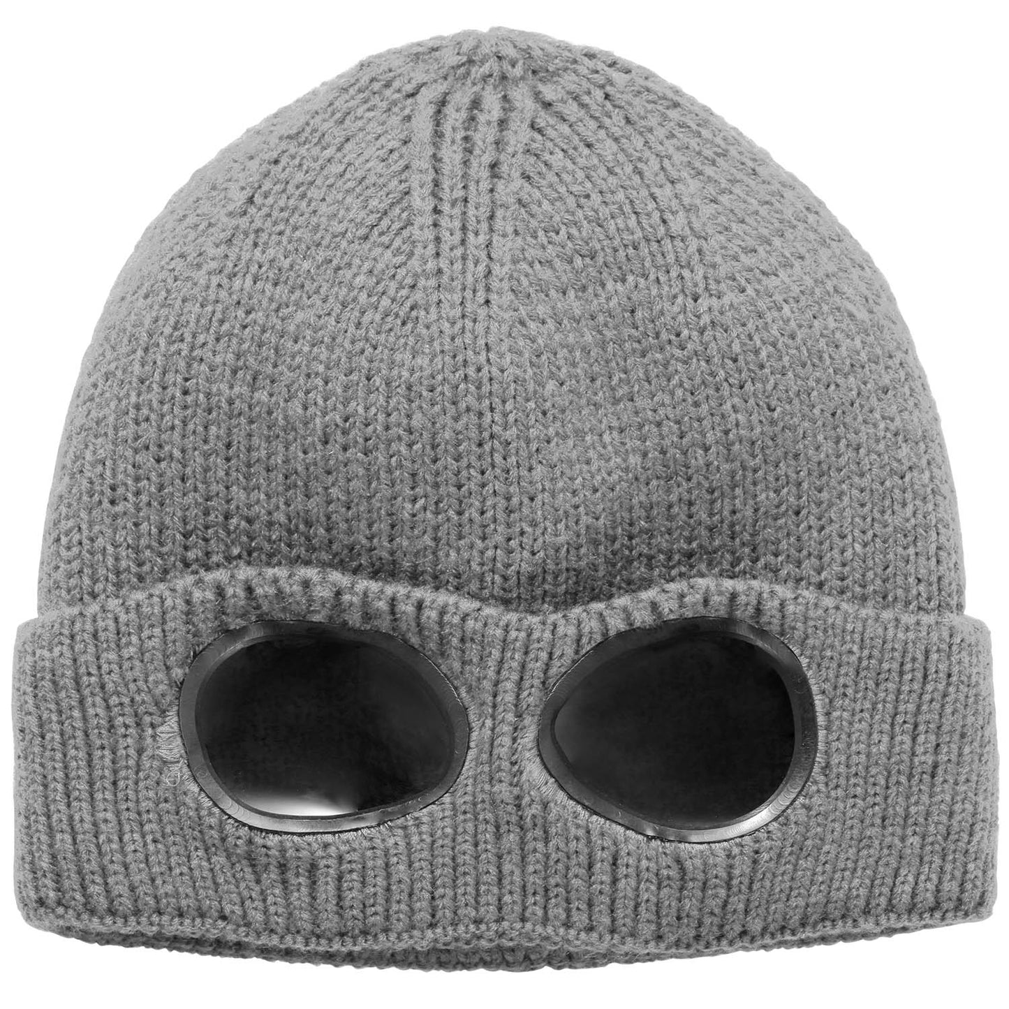 Unisex Knit Beanie Hat with Goggle Chunky Winter Warm Hat Skull Cap 4 Colors - Gray -