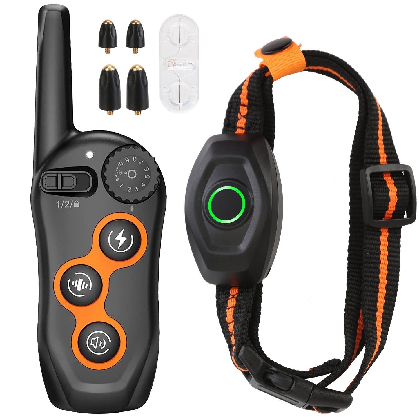 IPX7 Waterproof Dog Training Collar with Remote Rechargeable Electronic Shock Collar for Dogs Beep Vibration Shock for small Medium Large Dogs - Black -