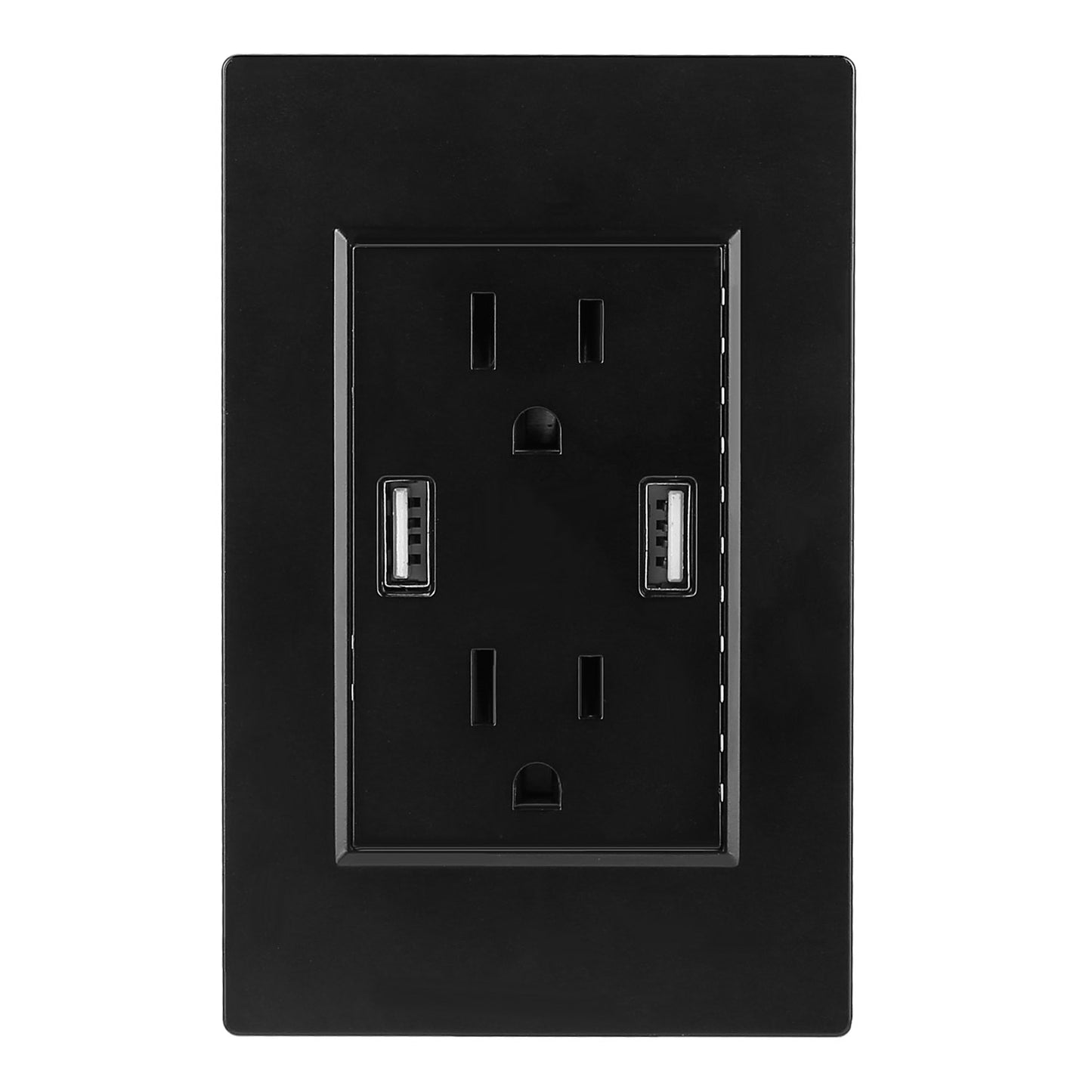 USB Wall Outlet Dual 2.4A USB Wall Charger High Speed Duplex Wall Socket US Standard - Black -