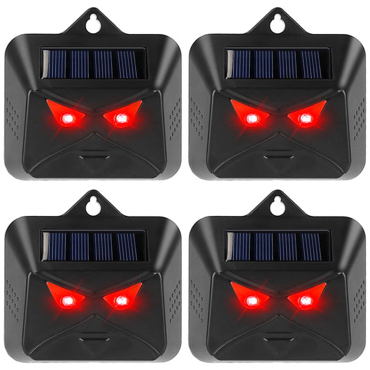 4Pcs Solar Predator Control Light Coyote Deterrent Deer Bird Repeller Lamp Animal Repellent for Garden Farm - Black -