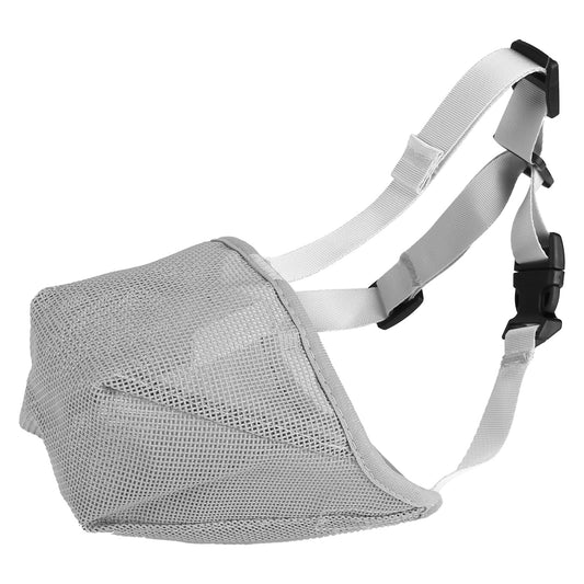 Pet Muzzle Mask Soft Mesh Muzzle Adjustable Dog Mouth Cover with Breathable Mesh Adjustable Neck Forehead Strap for Anti Biting Barking Chewing - Gray - XS