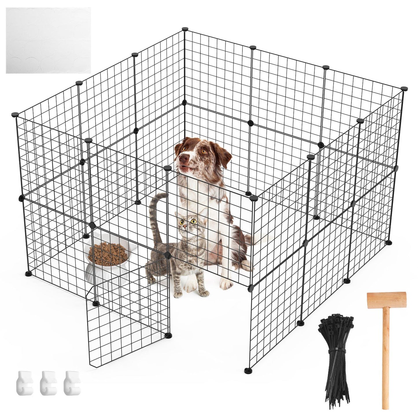 Small Animal Playpen with Door Dog Metal Playpen Small Medium Kitten Puppy Guinea Pig Rabbit Kennel Small Animal Cage Metal Wire Fence For Indoor Outd