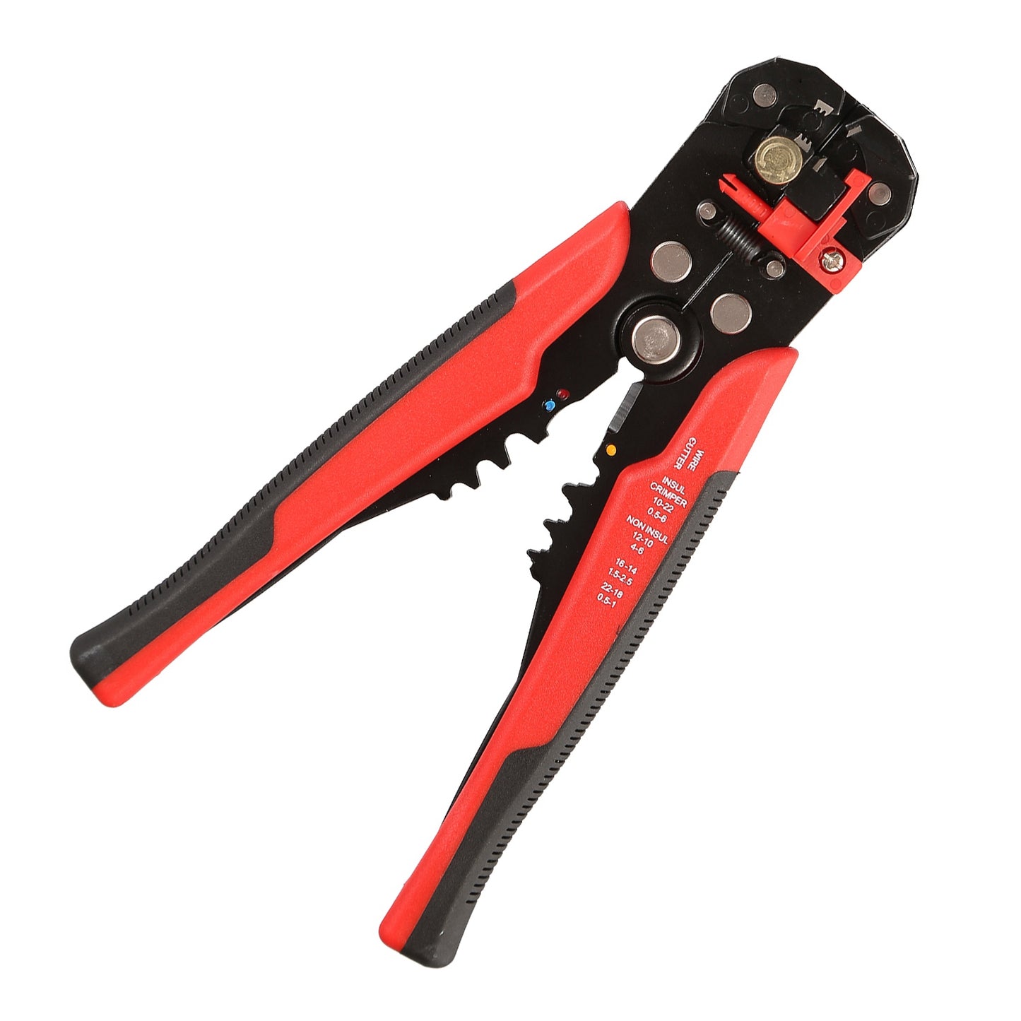 Self-Adjusting Insulation Wire Stripper 10-24AWG Cable Cutter Crimper Solid Wire Stripping Pliers - Red -