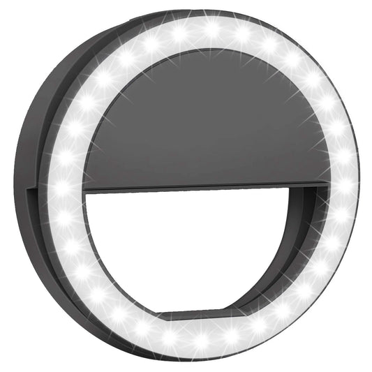 Selfie Ring Light 36 LEDs Ring Fill Light Clip for for iPhone Xs Max/XR Galaxy S10 Plus Tablet - Black -