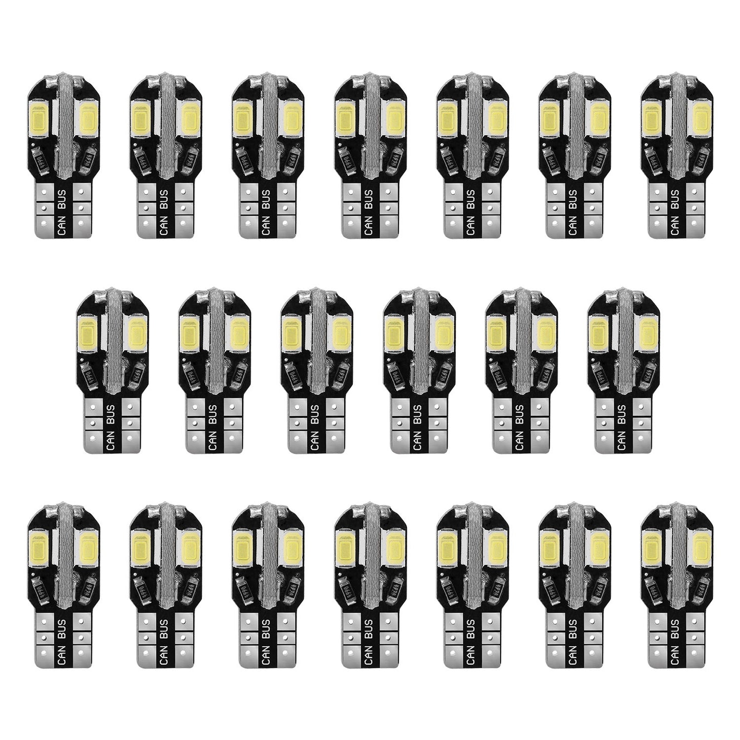 20Pcs T10 SMD5730 LED Light Bulbs 6000K Wedge Light Lamps Dome Map License Plate Car Interior Festoon Lights Kits