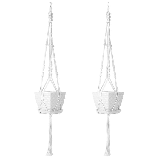 2Pcs Plant Hanger Flowerpot Net Bag 40in Cotton Rope Plant Hangers 4Legs Plant Hanger Fit For Round Or Square Plant Pot 4-11in