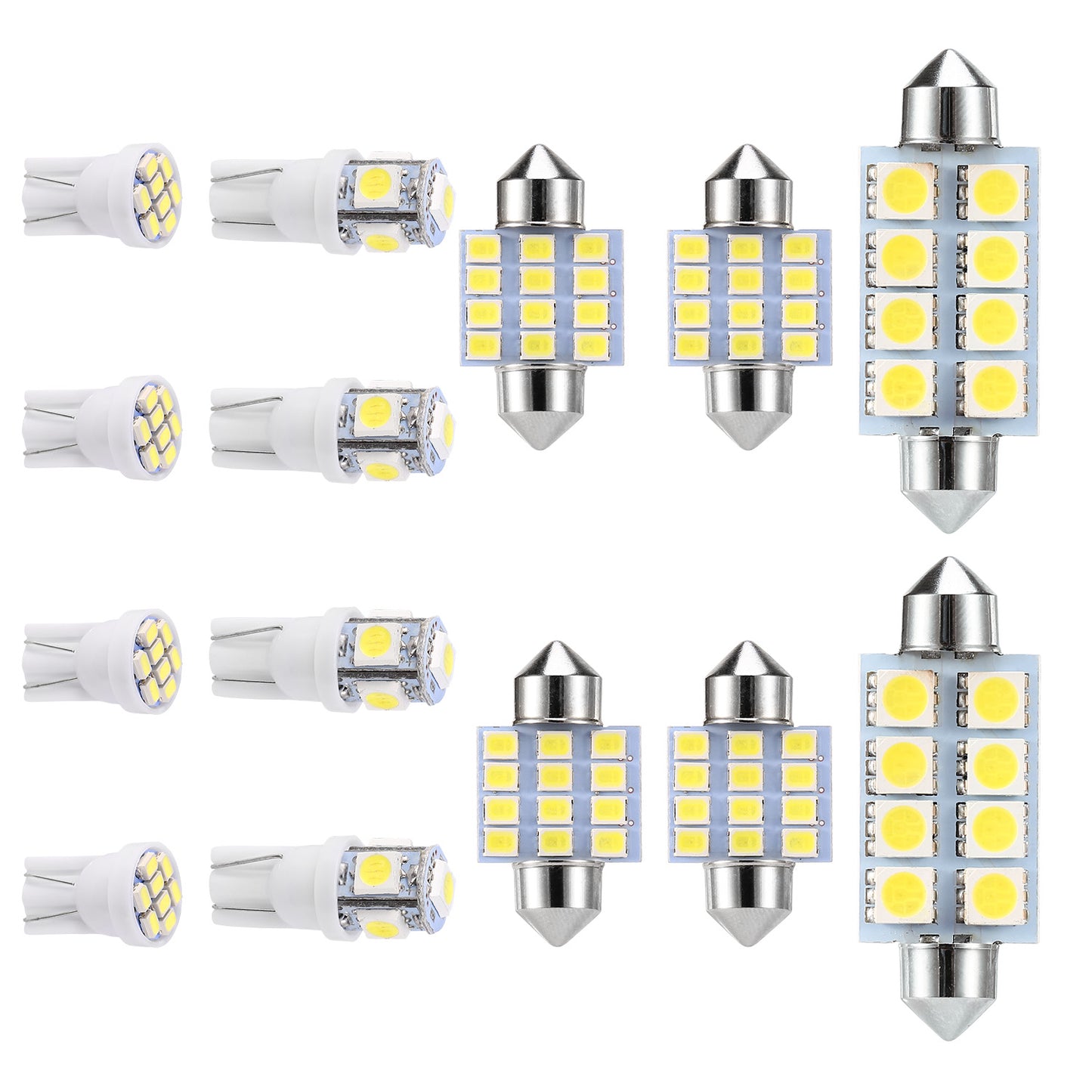 14Pcs T10 31mm 41mm Festoon LED Light Bulb Interior Dome Map LED Lights License Plate Trunk Side Positioning Lights 6000K White