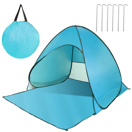 Pop Up Beach Tent Sun Shade Shelter Anti-UV Automatic Waterproof Tent Canopy for 2/3 Man w/ Net Window Storage Bag for Outdoor Beach Camping Fishing P - Green -