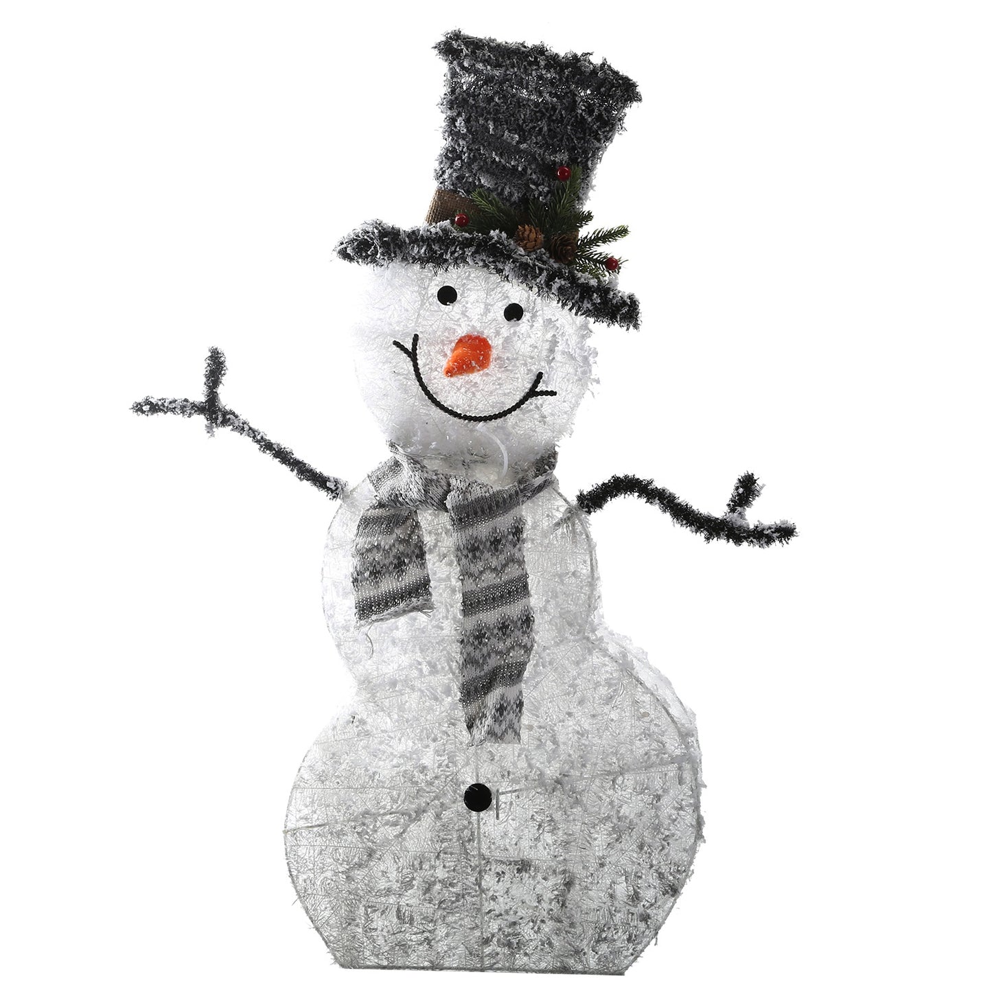 LED Christmas Snowman Decoration Light Collapsible Battery Operated Lighted Snowman Indoor Outdoor Garden Light with Removable Hands Scarf - Multi -