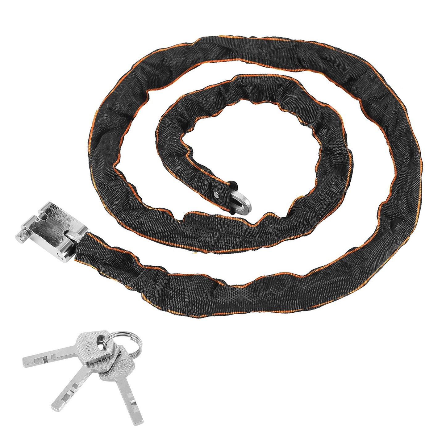 1.8M Bike Chain Lock w/ 3 Keys Heavy Duty Security Lock Bicycle Motorcycle Motor Bike Chain Lock - Black -