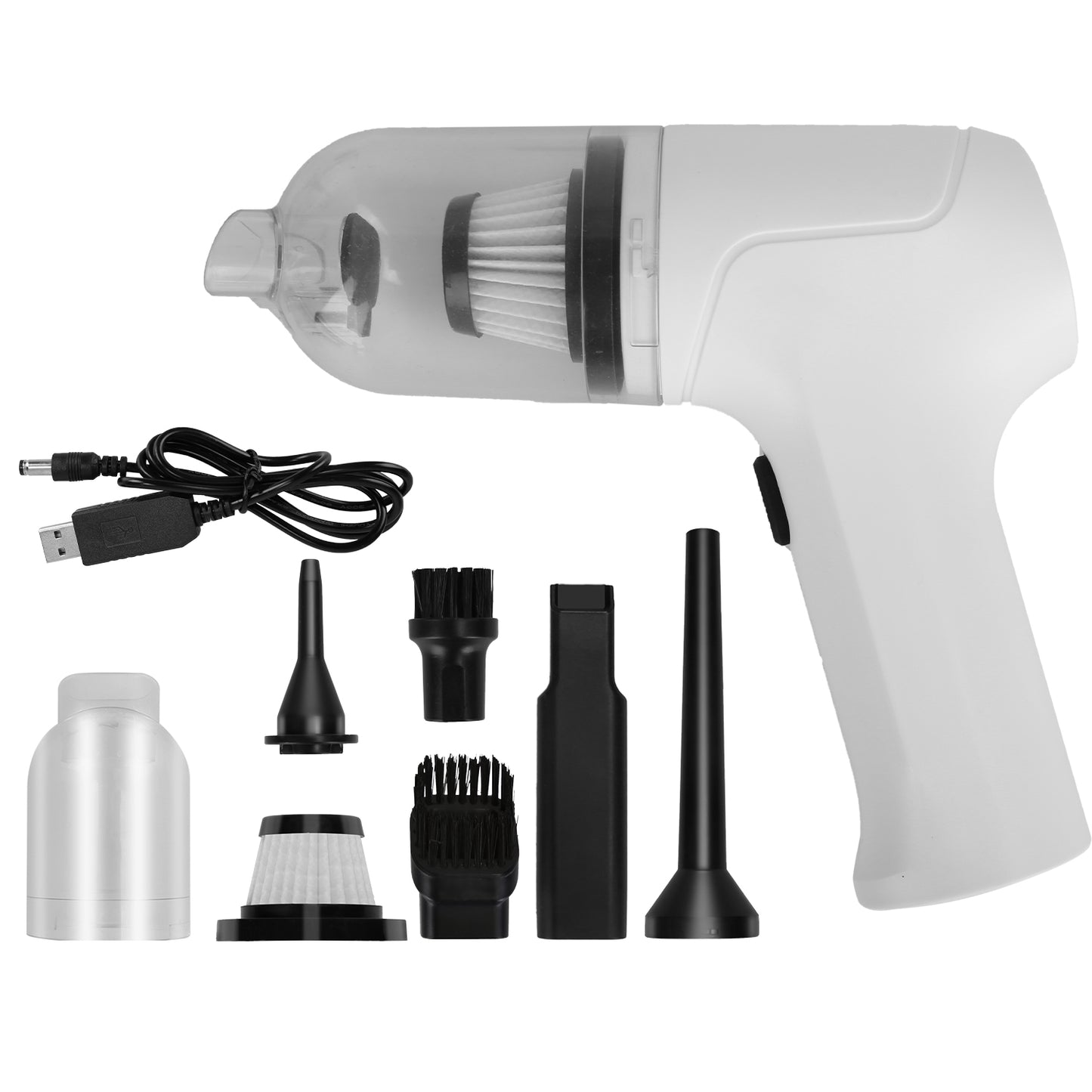 2-in-1 Cordless Vacuum Cleaner and Air Duster Rechargeable Handheld Compressed Air Duster Electric Air Blower Keyboard Cleaner For Car Home Office - White -