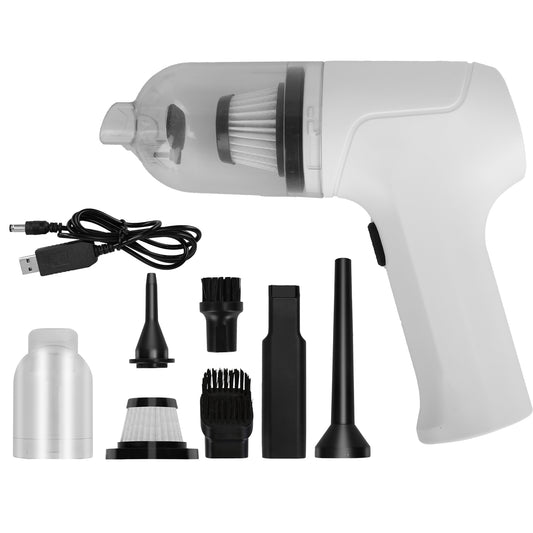 2-in-1 Cordless Vacuum Cleaner and Air Duster Rechargeable Handheld Compressed Air Duster Electric Air Blower Keyboard Cleaner For Car Home Office - White -