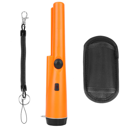 Metal Detector Pinpointer Handheld Pin Pointer Probe Wand Sensitive Gold Digger Hunter w/ Holster Retractable Hanging Wire - Orange -