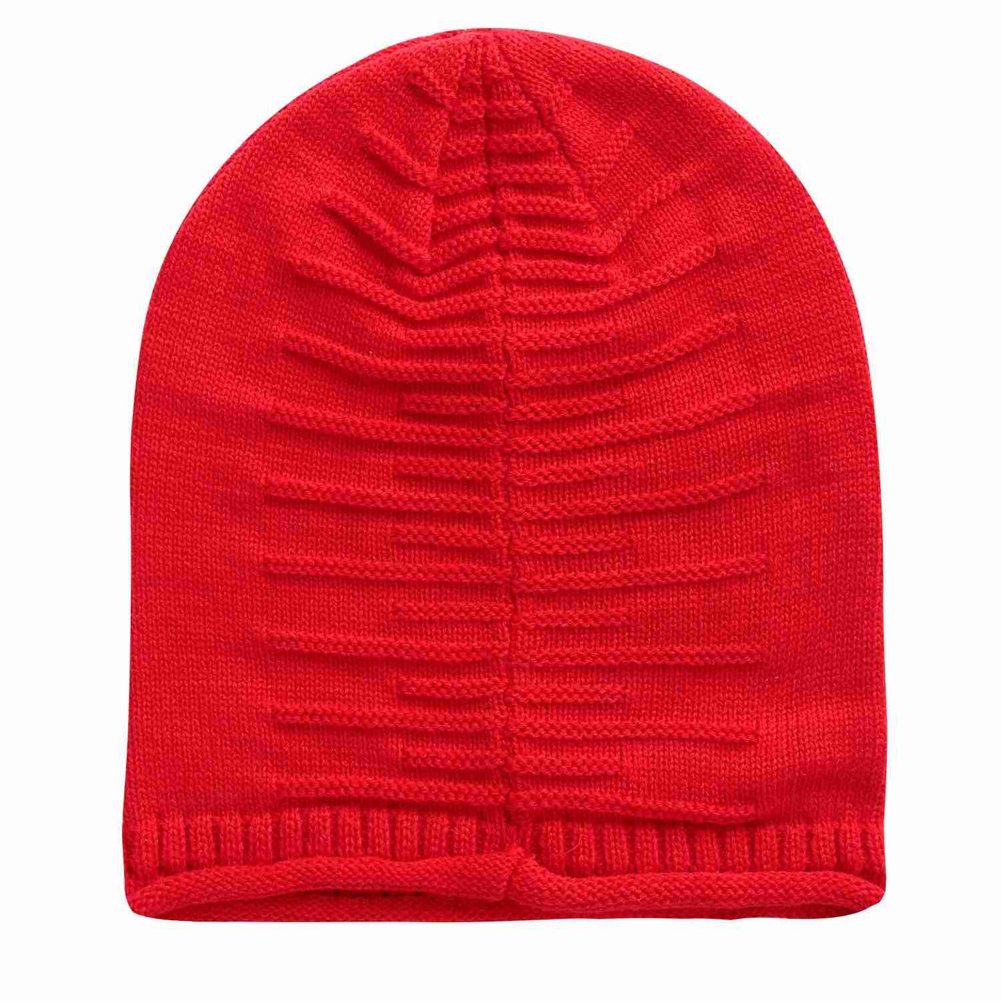 Unisex Knit Beanie Hat Winter Warm Hat Slouchy Baggy Hats Skull Cap 5 Colors - Red -