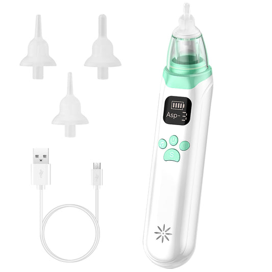 Rechargeable Baby Nose Cleaner with Soothing Music Mucus Snot Booger Cleaner Anti-Backflow for Baby Infant 3 Intensity - White -