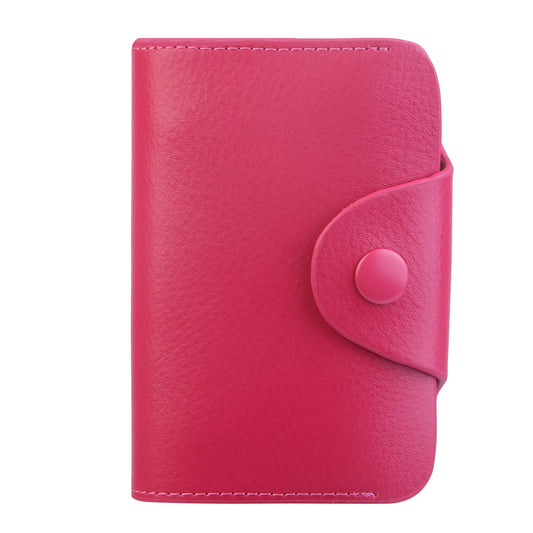 Credit Card Holder Wallet PU Leather Snap Closure Purse Accordion Case with 12 Pcs Card Slots - Red -