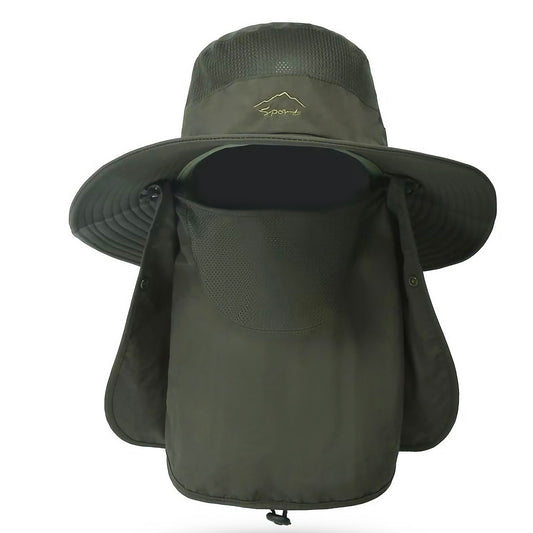 Fishing Bucket Hat Wide Brim Breathable Unisex Hat Sunlight-proof Removable Neck Face Fishing Cap For Fishing Hiking Traveling - Green -