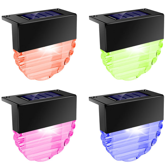 4Pcs Solar Deck Lights Outdoor LED RGB Solar Decorative Step Fence Lamp IP55 Waterproof Warm Color Changing Night Lights For Patio Garden Stair Fence  - Black -