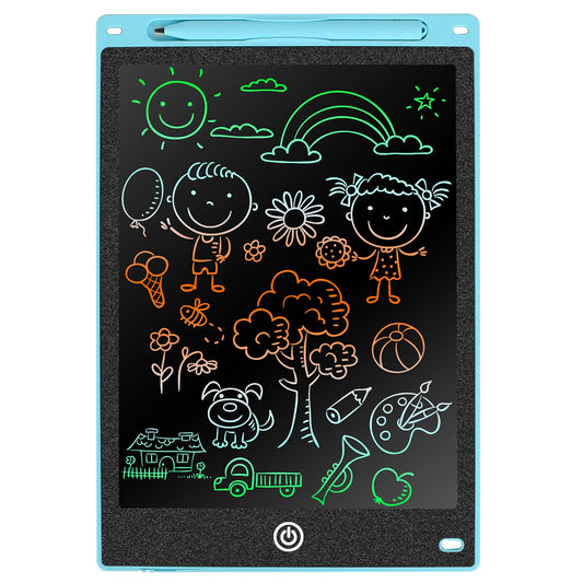 12in LCD Writing Tablet Electronic Colorful Graphic Doodle Board Kid Educational Learning Mini Drawing Pad with Lock Switch Stylus Pen For Kids 3+ Yea - Blue - 12 inches