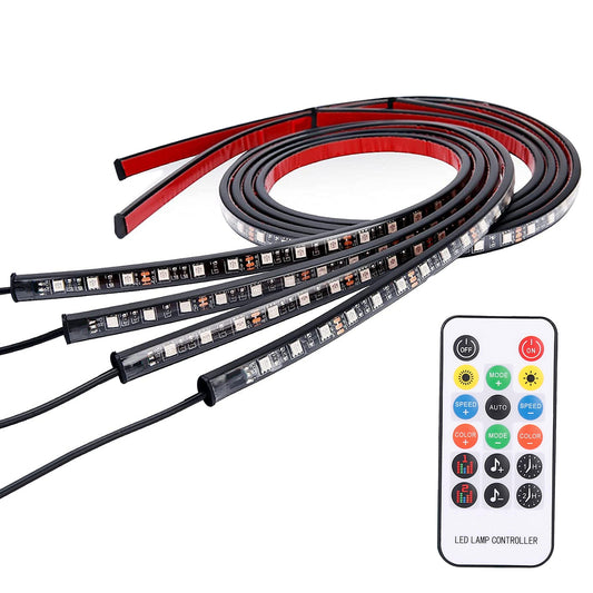 Waterproof RGB Underglow LED Strip Remote App Control Car Underbody Light Music Control Exterior Underbody Lights DC 12V - Black -