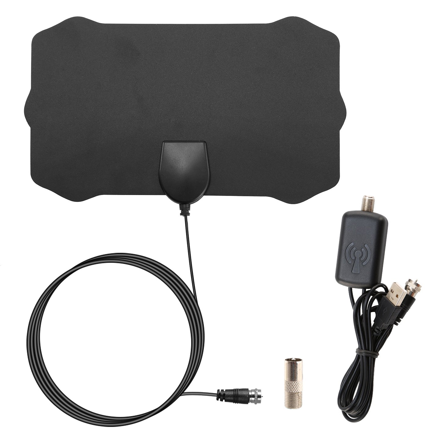 UHF/VHF HDTV Antenna 100 Miles Digital Amplified Indoor 1080P HD TV Antenna Aerial Freeview TV Channels 10ft Coax Cable - Black -